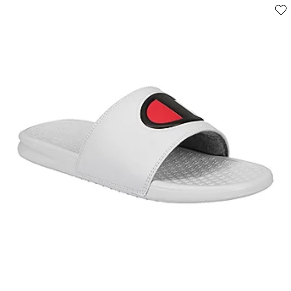 Champion Men's Solid C White and Red Slide Sandals